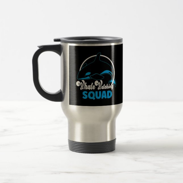 Cute Orca Whale Watching Squad Sea Animal Travel Mug (Left)