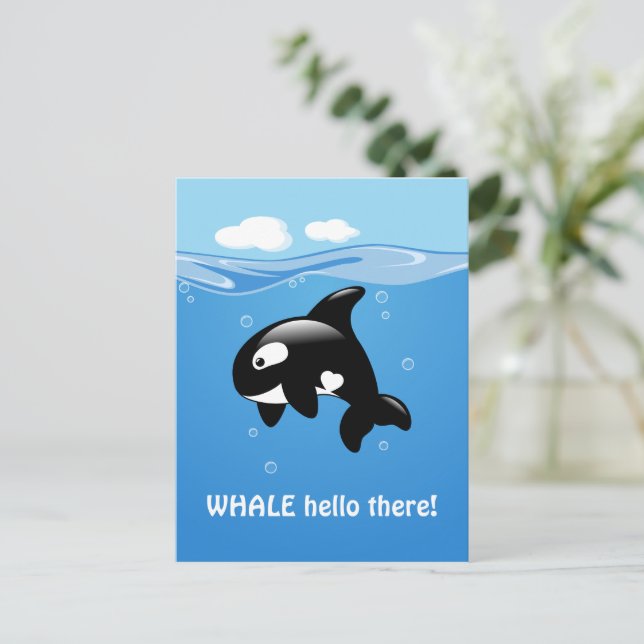 Cute Orca WHALE (Well) Hello There Postcard (Standing Front)