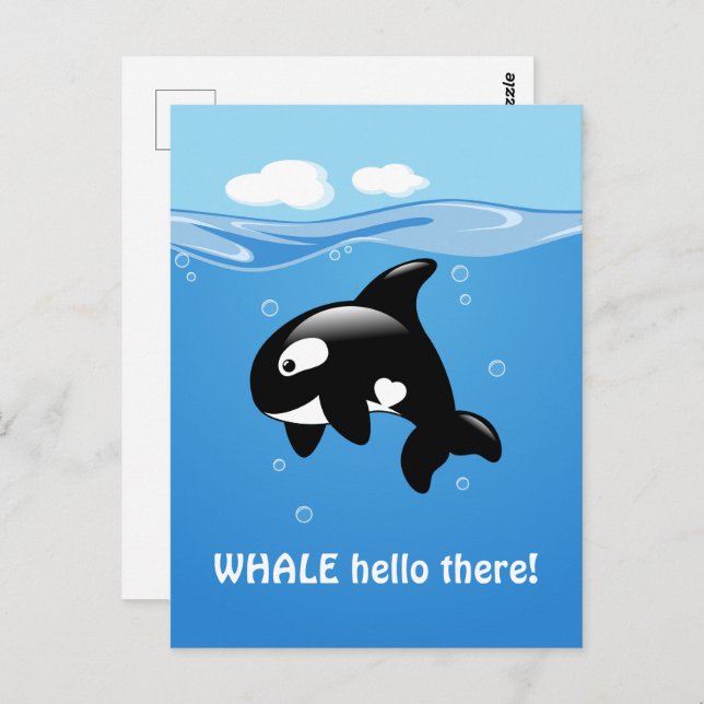 Cute Orca WHALE (Well) Hello There Postcard (Front/Back)