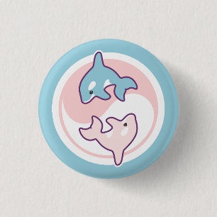 Cute Orca Whale Yin Yang 3 Cm Round Badge