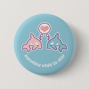 Cute Orca Whales 6 Cm Round Badge