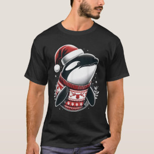 Cute Orca With Santa Hat Whale Christmas Xmas Vint T-Shirt