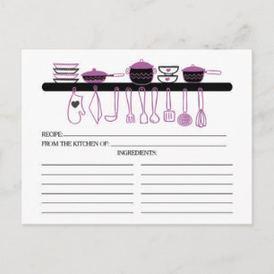 Cute Orchid Kitchen Gadgets Bridal  Recipe Cards