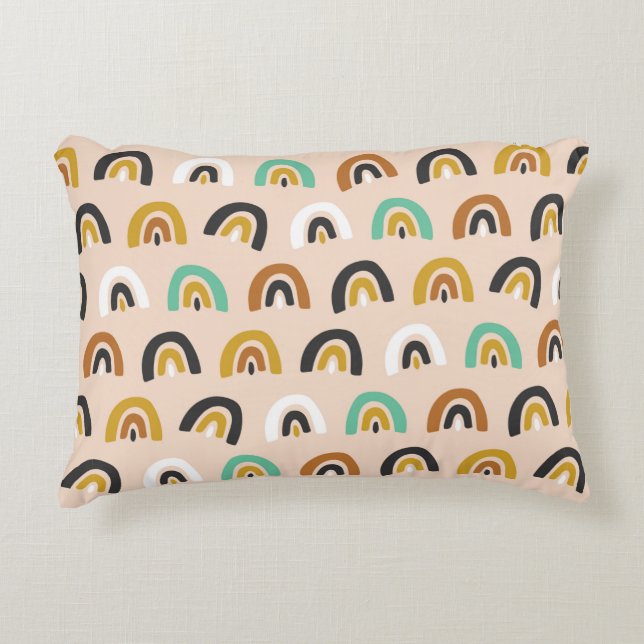 Cute Organic Rainbow Stripes Seamless Pattern Decorative Cushion (Front)