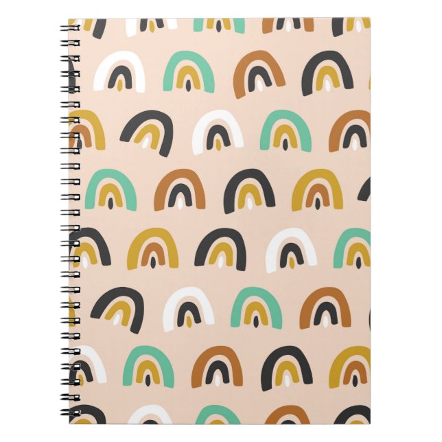 Cute Organic Rainbow Stripes Seamless Pattern Notebook (Front)