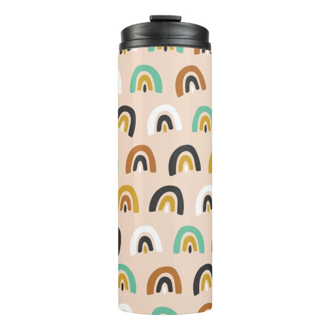 Cute Organic Rainbow Stripes Seamless Pattern Thermal Tumbler (Front)