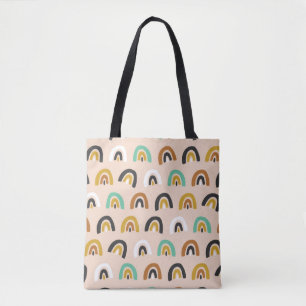 Cute Organic Rainbow Stripes Seamless Pattern Tote Bag