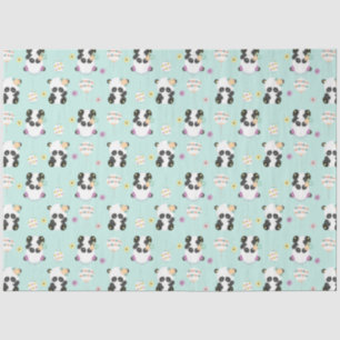 Cute Oriental Pandas Pattern on Green Tissue Paper