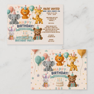 Cute Origami Animal Party Details Enclosure Card