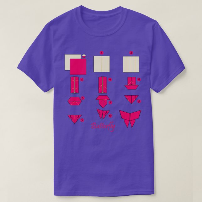 Cute Origami Butterfly Instructions T-Shirt (Design Front)