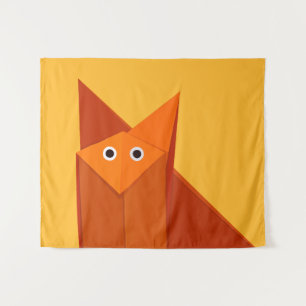 Cute Origami Fox Kawaii Papercraft Animal Tapestry