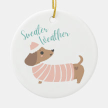 Cute ornament featuring Wiener Dog in a Sweater