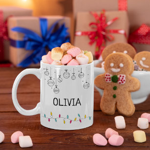 Cute Ornaments and Christmas Lights with your name Coffee Mug