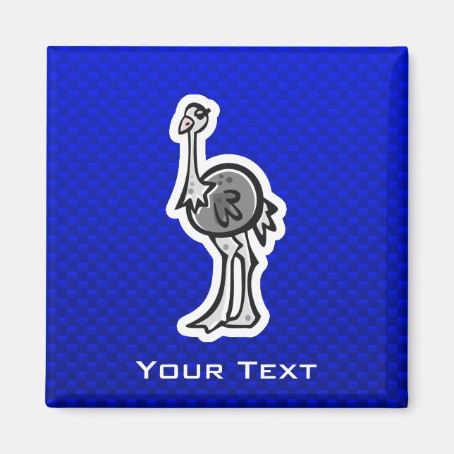Cute Ostrich; Blue Magnet (Front)
