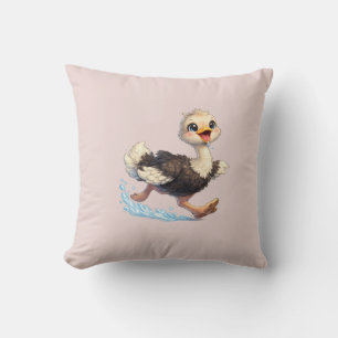 Cute Ostrich Happy Adventure Illustration Cushion