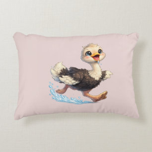 Cute Ostrich Happy Adventure Illustration Decorative Cushion