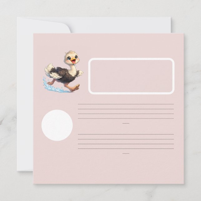 Cute Ostrich Happy Adventure Illustration Invitation (Front)