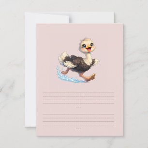 Cute Ostrich Happy Adventure Illustration RSVP Card