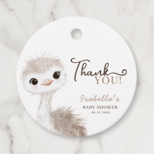 Cute Ostrich Safari Animals Baby Shower Favour Tag