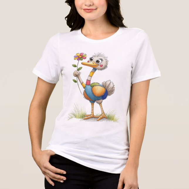 Cute Ostrich Tri-Blend Shirt (Front)
