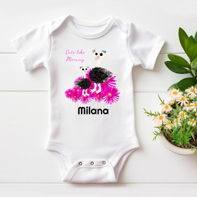 Cute ostriches  baby bodysuit (Creator Uploaded)