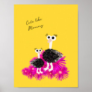 Cute ostriches poster