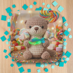 Cute Otter and Gummi Fish Themed Boy's Birthday  Paper Plate