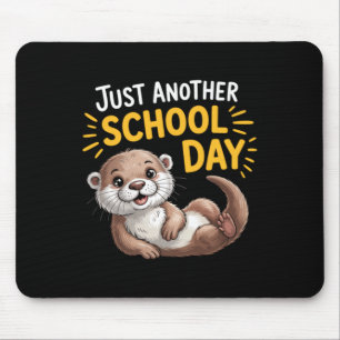 Cute Otter Another School Day Cartoon Design Mouse Mat