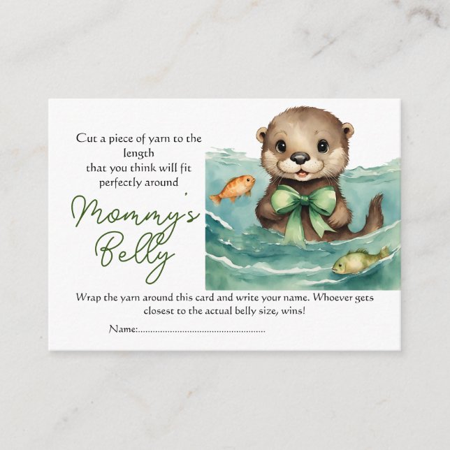 Cute Otter Baby Bump Game Guess Mum's Belly Size Enclosure Card (Front)