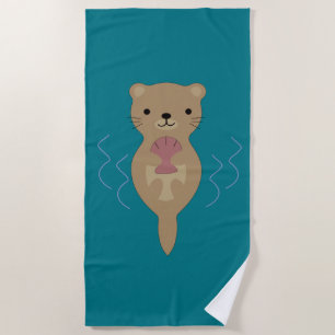 Cute Otter  Beach Towel