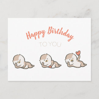cute otter birthday post card