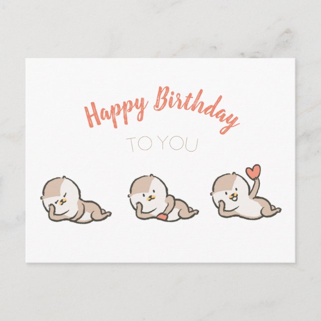 cute otter birthday post card (Front)