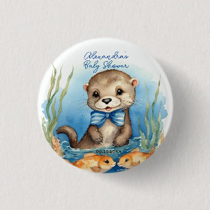 Cute Otter Boy Baby Shower 3 Cm Round Badge