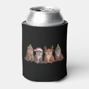 Cute Otter Christmas Funny Xmas Lights Animal  Can Cooler