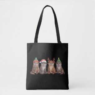 Cute Otter Christmas Funny Xmas Lights Animal  Tote Bag