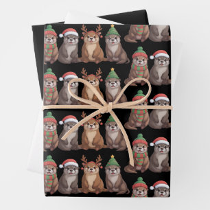 Cute Otter Christmas Funny Xmas Lights Animal  Wrapping Paper Sheet