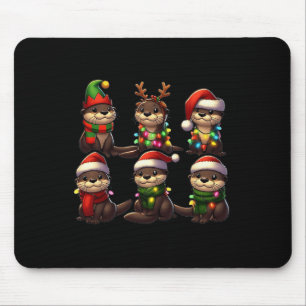 Cute Otter Christmas Pajama Cute Xmas Lights Anima Mouse Mat