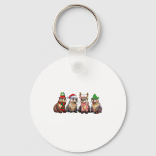 Cute Otter Christmas Pajama Funny Xmas Lights Anim Key Ring