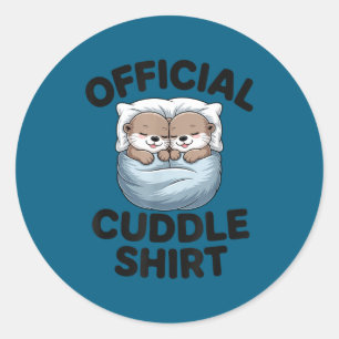 Cute Otter Couple Cozy Cuddle  Classic Round Sticker