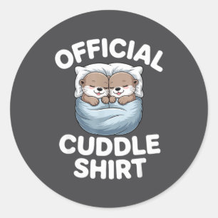 Cute Otter Couple Cozy Cuddle  Classic Round Sticker