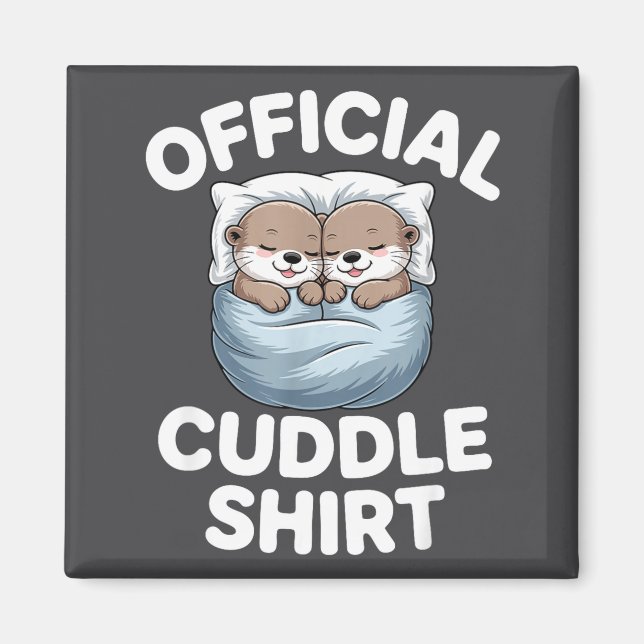 Cute Otter Couple Cozy Cuddle  Magnet (Front)