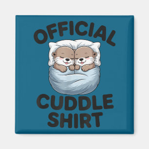 Cute Otter Couple Cozy Cuddle Magnet