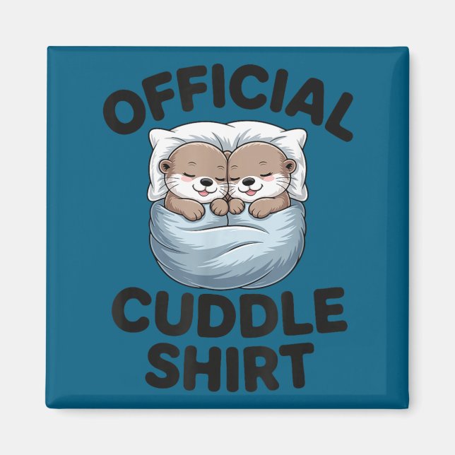 Cute Otter Couple Cozy Cuddle  Magnet (Front)