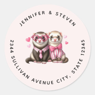 Cute Otter Couple in Love Address Classic Round Sticker
