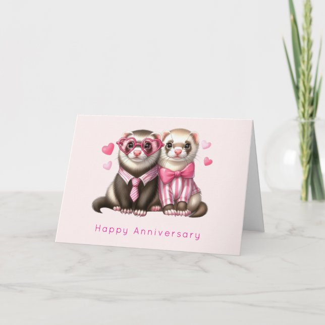 Cute Otter Couple in Love Anniversary Card (Front)