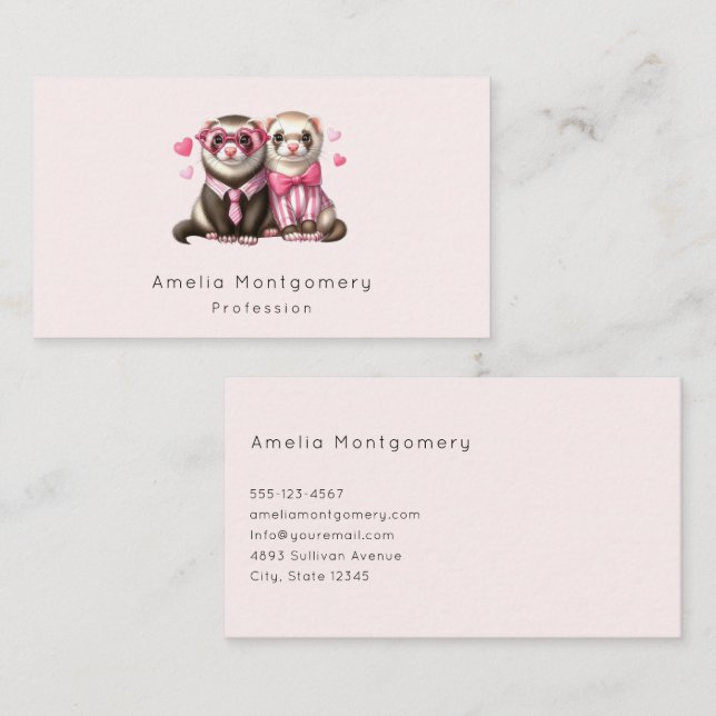 Cute Otter Couple in Love Business Card (Front/Back)