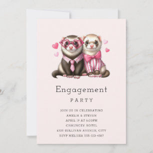 Cute Otter Couple in Love Engagement Party Invitation