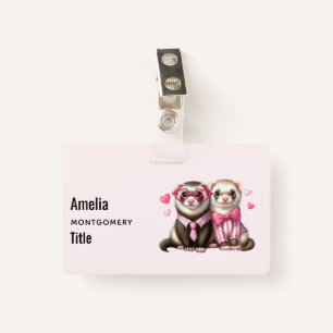 Cute Otter Couple in Love ID Badge