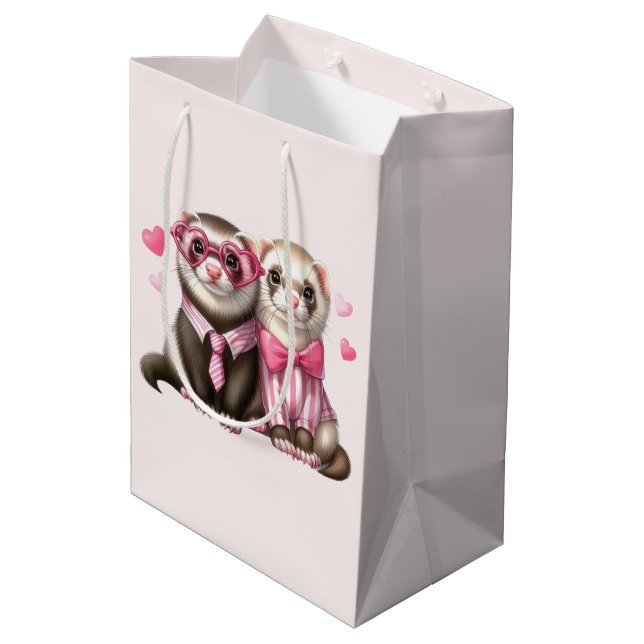 Cute Otter Couple in Love Medium Gift Bag (Back Angled)