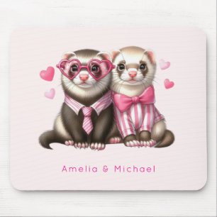 Cute Otter Couple in Love Mouse Mat